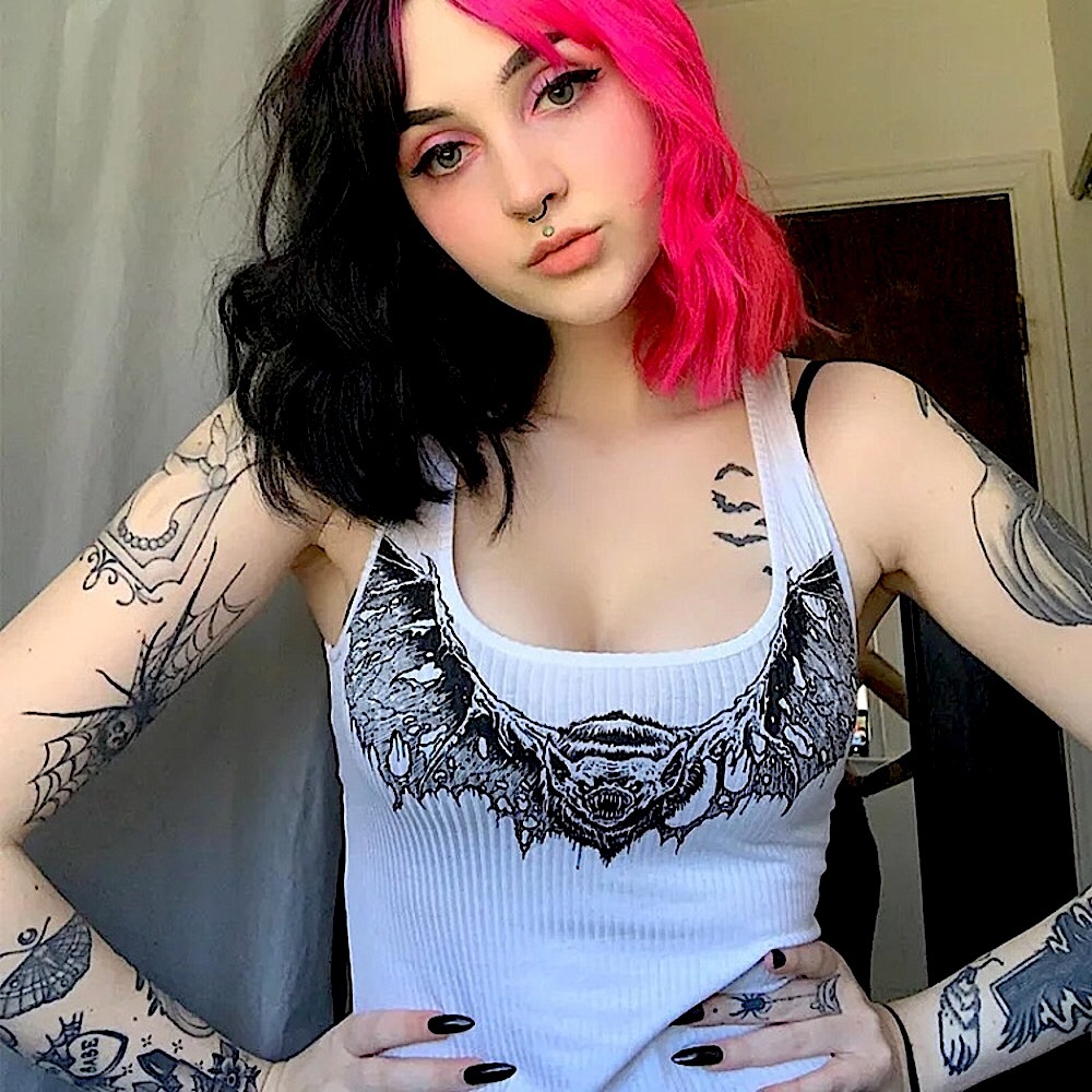 White vampire bat 🦇 graphic wife beater